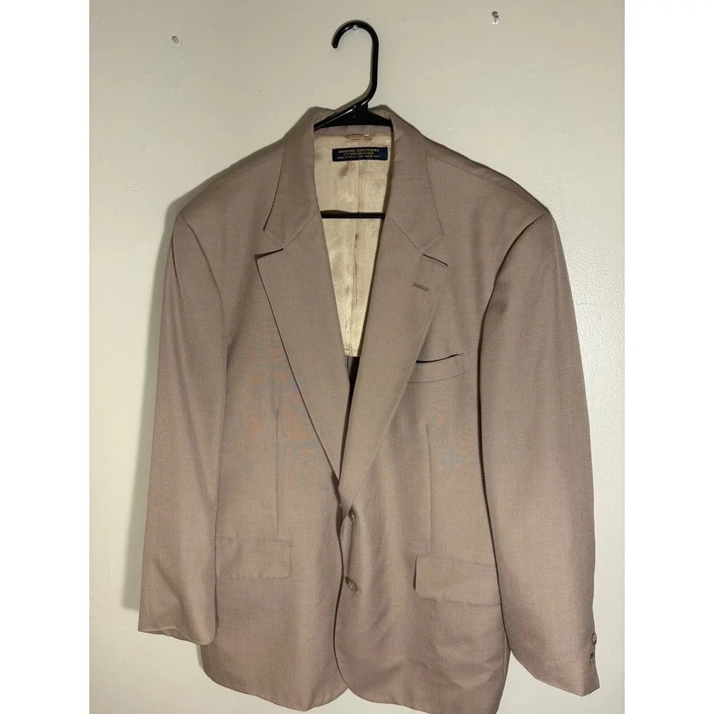 Brooks Brothers 44R Tan Wool Blend Blazer Half-lined Suit Jacket Made in USA